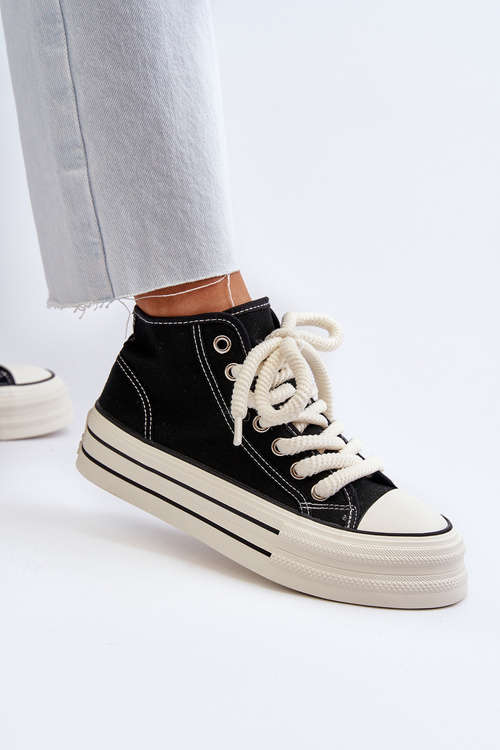 Жіночі кросівки на платформі чорні Aineri