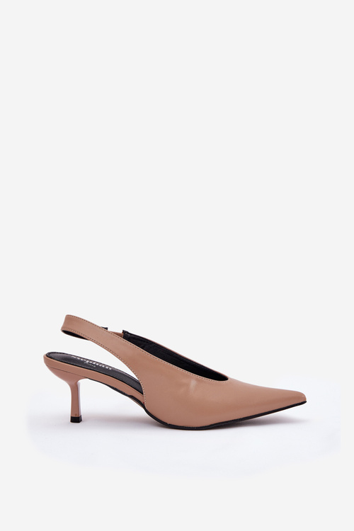 Туфлі З Відкритою П'ятою Еко Шкіра Темно-бежеві Aricandia