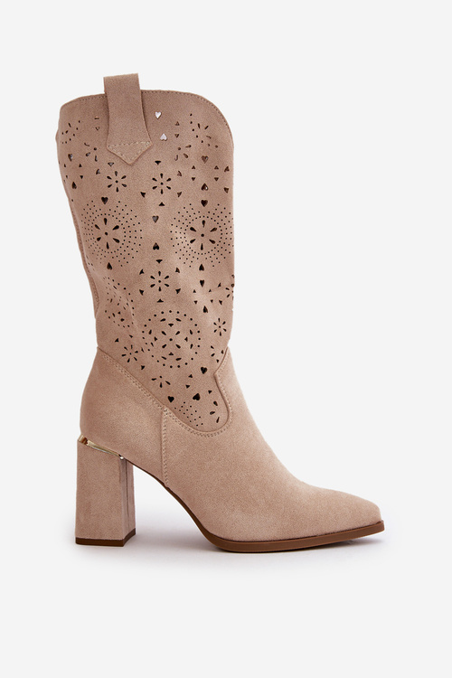 Жіночі вирізані ботильйони з гострими носами з бежевої штучної замші Nevithra