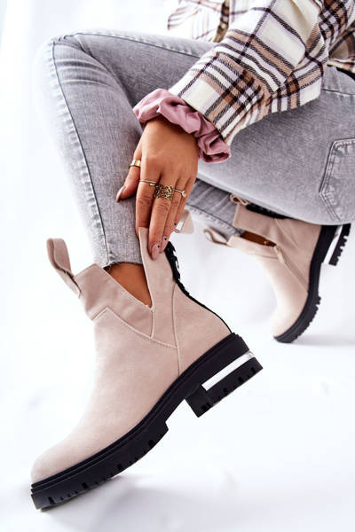 Утеплені черевики челсі на блискавці бежеві My Way