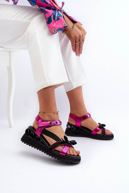Жіночі босоніжки з бантом D&A CR956 Фуксія