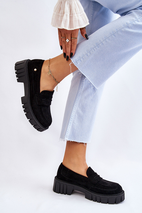 Жіночі замшеві туфлі чорні Fiorell