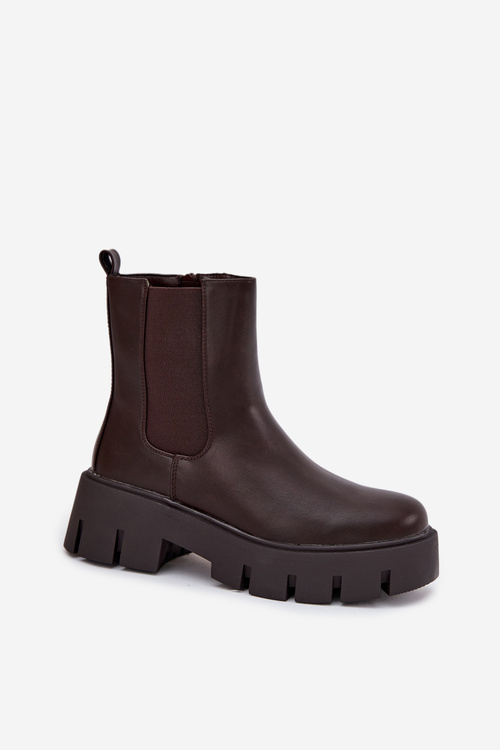 Жіночі ботфорти Fivienne теплі з екологічної шкіри темно-коричневі