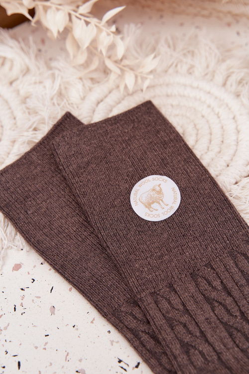 Довгі вовняні жіночі шкарпетки темно-сірі