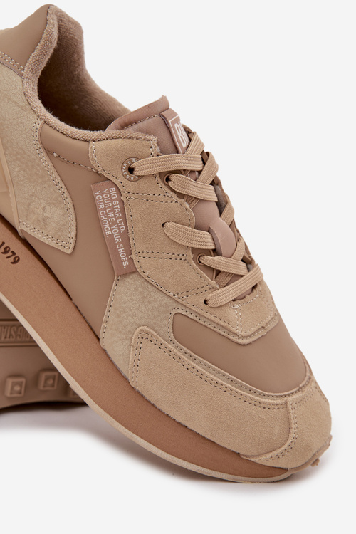 Шкіряні Кросівки Чоловічі Big Star OO174298 Hi-Poly System Бежеві