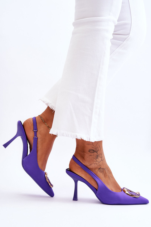 Модні шпильки з декором і фіанітами фіолетового кольору Alexia