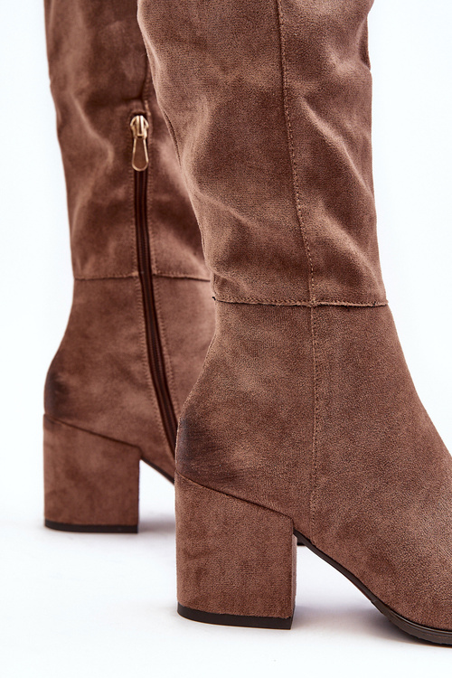 Жіночі замшеві чоботи вище коліна Favana чорного кольору