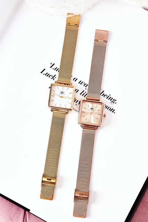 Годинник із квадратним циферблатом Michael John Rose Gold