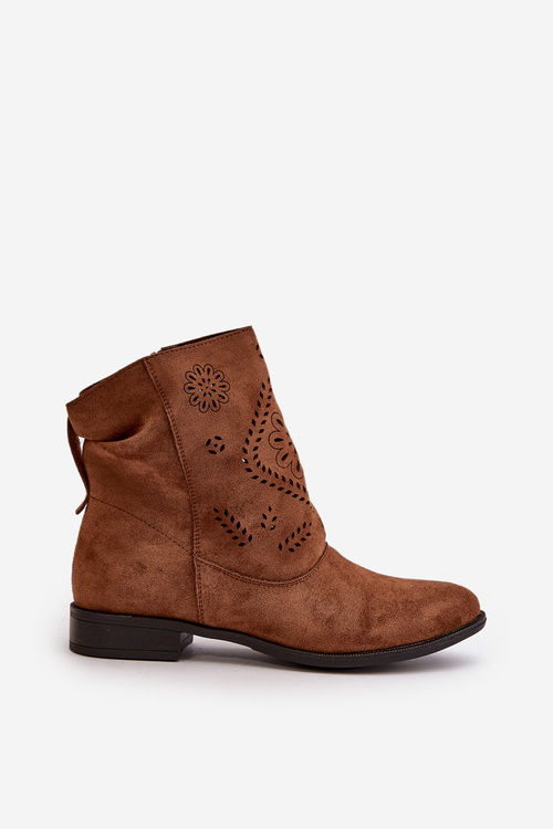 Вирізані жіночі низькі ботильйони на блискавці коричневого кольору Irinette