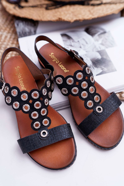 Жіночі сандалі на плоскій підошві Sergio Leone SK012 Black Livian