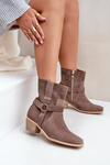 Ботильйони З Природного Замшу На Каблуку Коричневі Зазу 3444/2