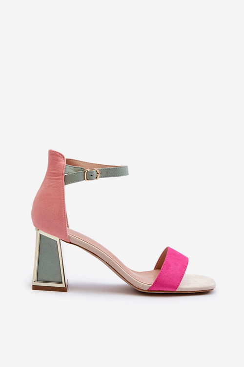 Замшеві босоніжки на шпильці кольору фуксії