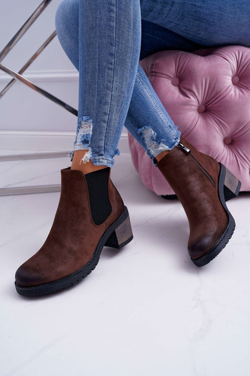 Жіночі чоботи на підборах Sergio Leone коричневі BT702