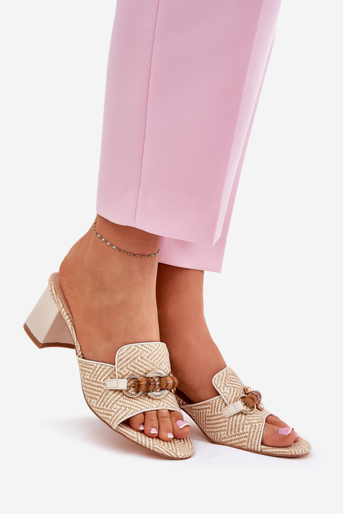 Бежеві Жіночі Туфлі На Каблуках З Декором Ovittole