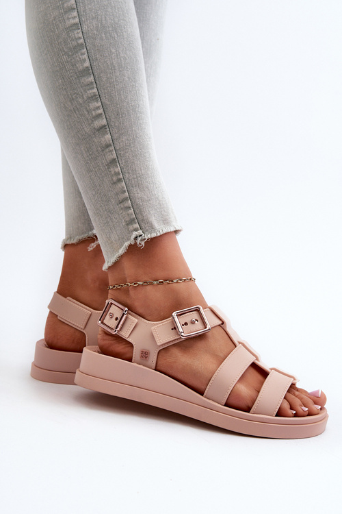 Гладкі жіночі босоніжки з запахом ZAXY NN285006 Рожеві