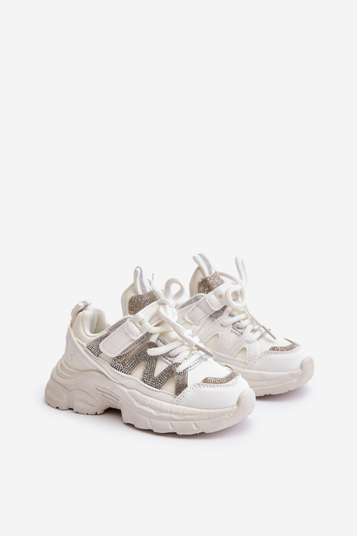 Дитячі кросівки з цирконієм Білі Rianalla