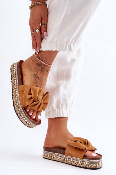 Жіночі замшеві тапочки з бантом Camel Lauria