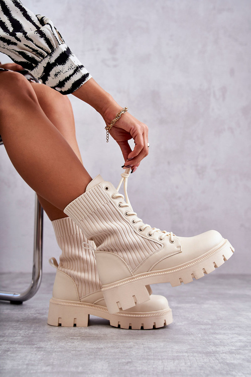 Жіночі робочі черевики зі шкарпетками бежеві Abigail