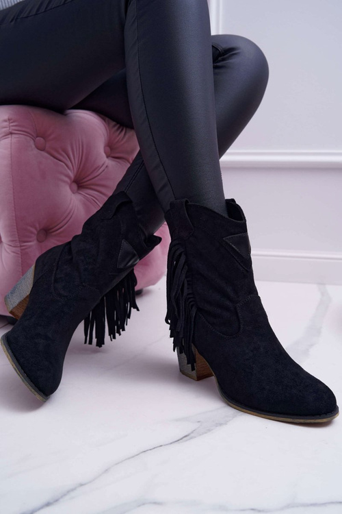 Жіночі ковбойські чоботи з пряжкою чорного кольору Marciapo