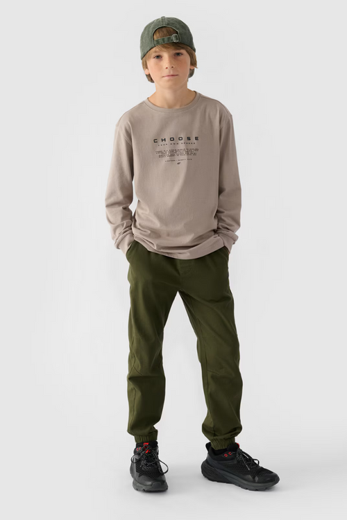 Повсякденні штани Jogger для хлопчиків однотонні 4F хакі 4FJWMM00TTROM0812-43S