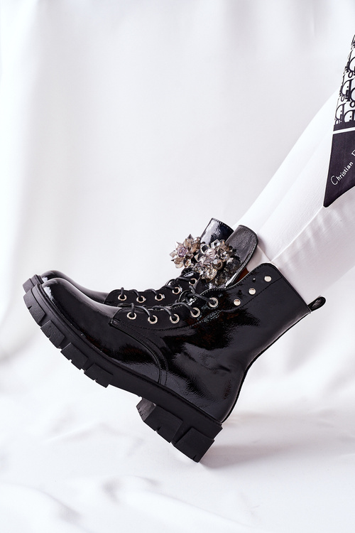 Жіночі плоскі черевики Чорні кристали Tweten