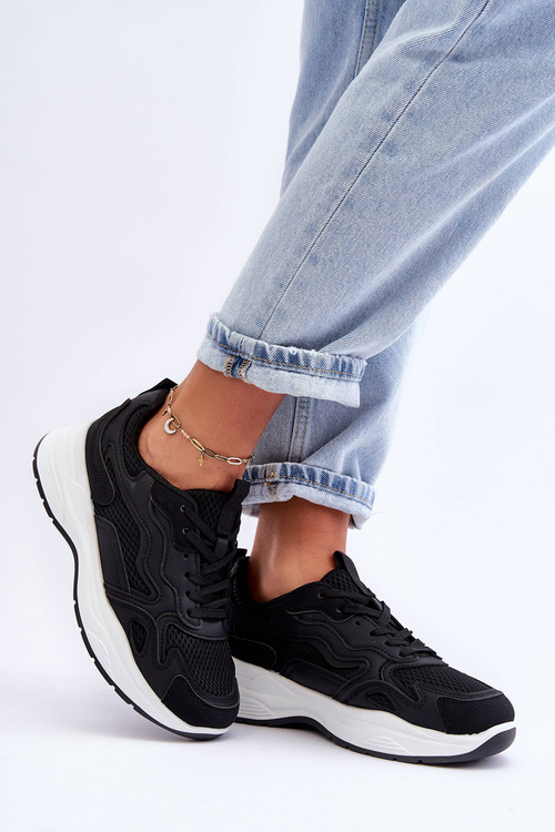 Жіночі спортивні кросівки на платформі чорно-білі Lomare