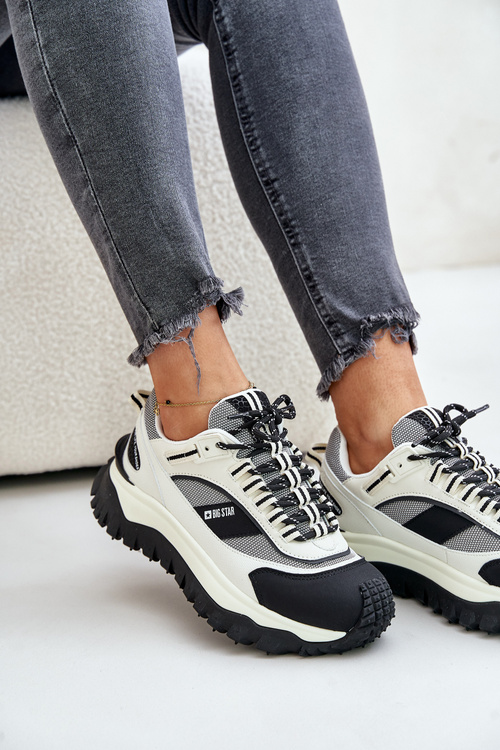 Шкіряні жіночі кросівки на платформі Big Star OO274A220 HI-POLY SYSTEM білий-чорний