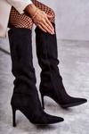 Замшеві чоботи на високих підборах Black Carite 