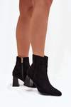Ботильйони Для Жінок З Еко Замші На Каблуках З Замком Чорні Zelita