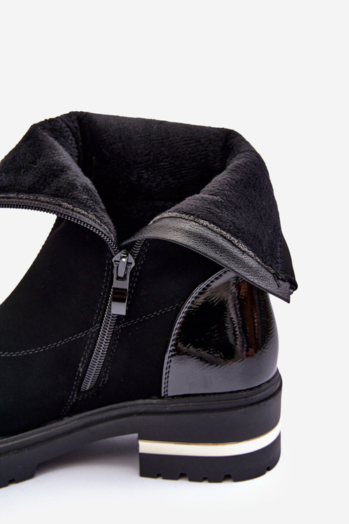 Чорні шкіряні класичні ботильйони на плоскому каблуці