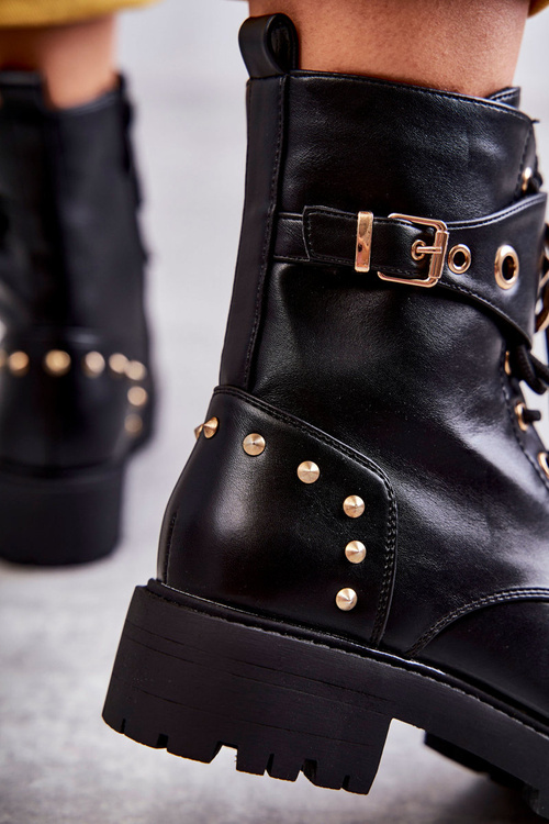 Шкіряні жіночі чоботи на шпильці чорні Leticia