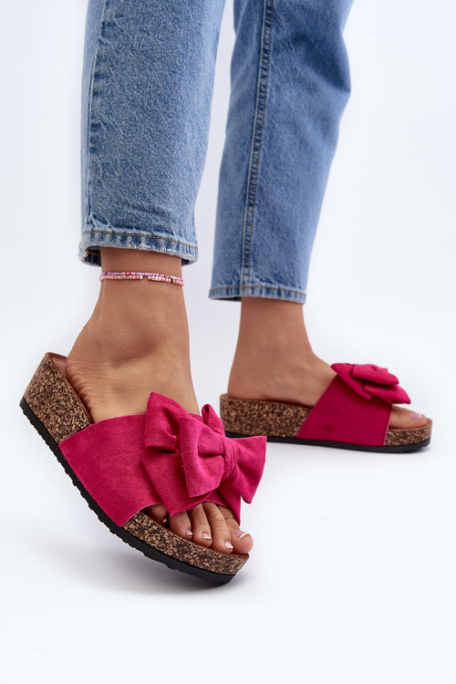 Жіночі шорти на масивній корковій платформі з бантом рожевого кольору Tarena