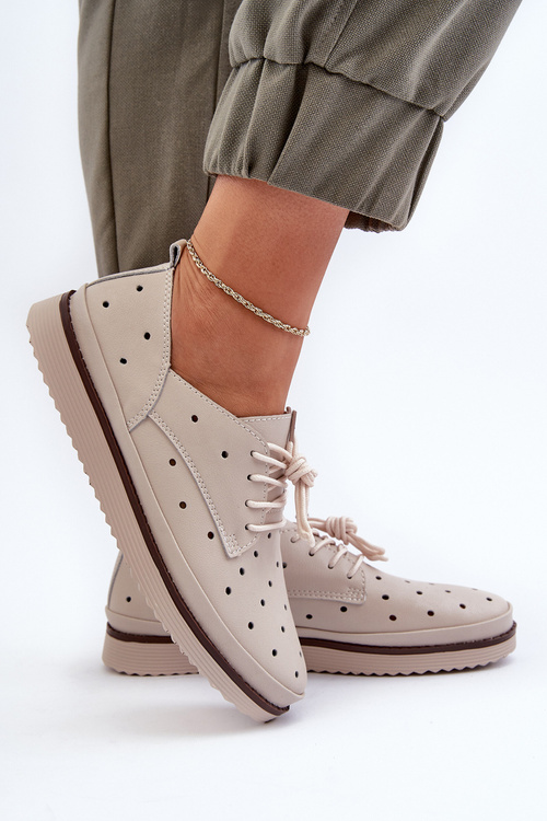 Білі жіночі шкіряні туфлі S.Barski LR182