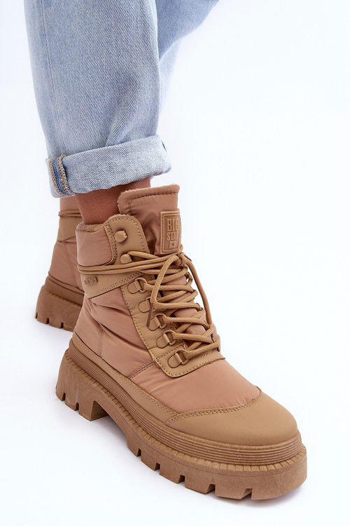 Жіночі утеплені черевики Trapper на платформі та підборах Big Star MM274340 Бежеві