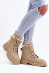 Жіночі стьобані чоботи з хутряною підкладкою бежеві фенан
