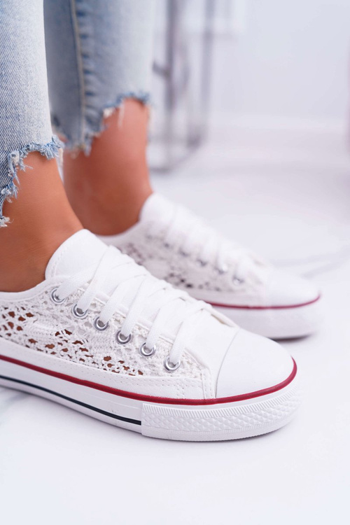 Жіночі низькі мереживні кросівки Veroli білі