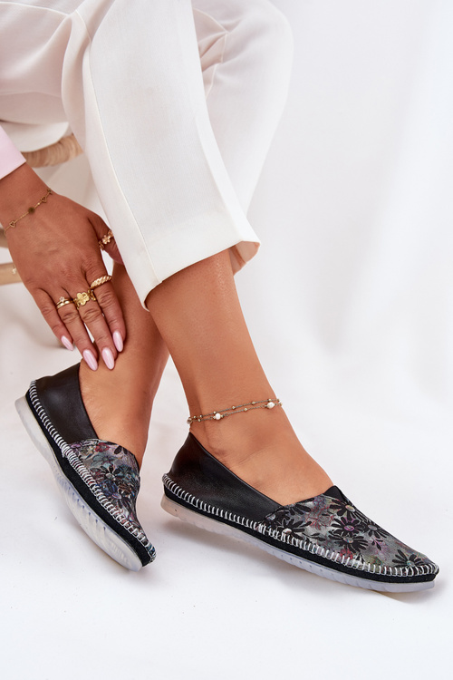 Шкіряні Балетки З Візерунком Maciejka T1930-39 Чорні