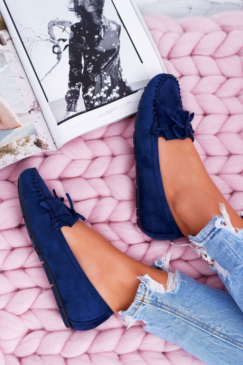 Жіночі замшеві мокасини темно-сині Espanto