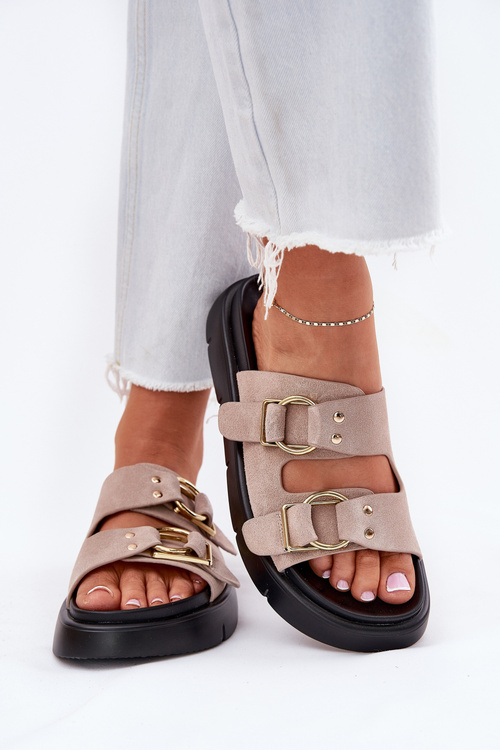 Жіночі Замшеві Сандалі З Декоративними Пряжками Big Star RR274659 Світло-рожеві