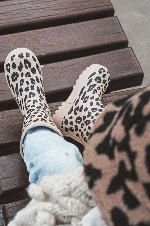 Дитячі калоші з леопардовим малюнком Бежеві Няні