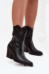 Жіночі ковбойські чоботи з еко шкіри на підборах чорні Sorelia
