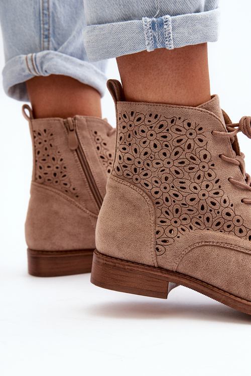 Чоботи жіночі з малюнком бежеві S.Barski HY66-136