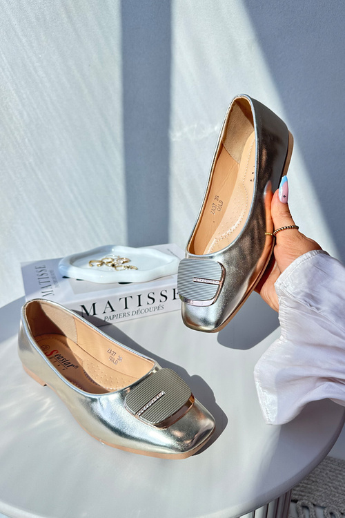 Жіночі балетки з екошкіри із золотим декором Edoslli