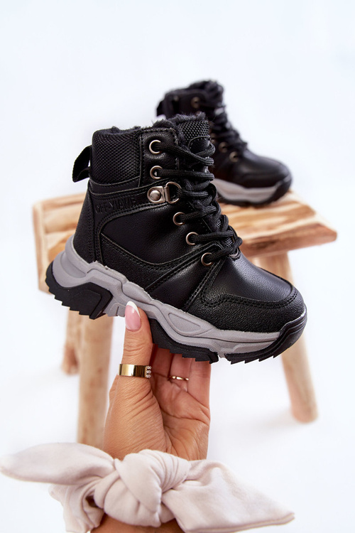 Дитячі черевики теплі Trappers на блискавці Black Marvin