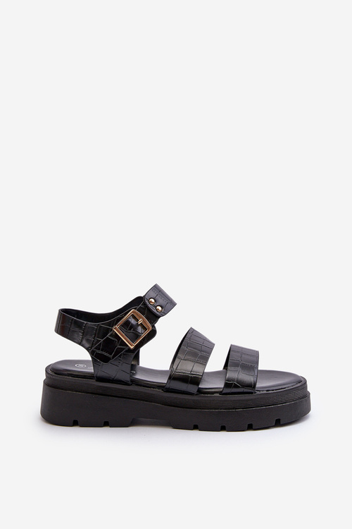 Жіночі босоніжки на масивній підошві чорного кольору Nicarda