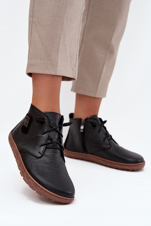 Шкіряні жіночі босоніжки Barefoot з декоративним елементом Zazoo 30072 Чорні