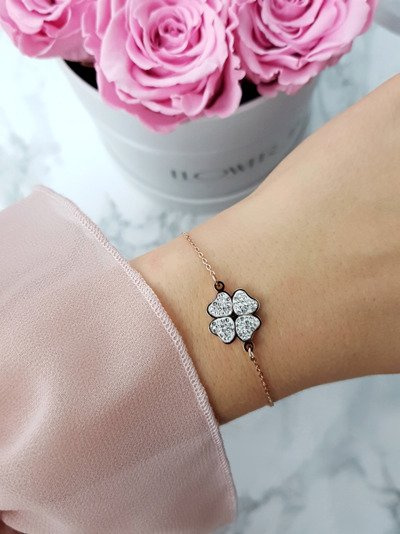 Жіночий браслет-ланцюжок Clover Pink Gold Selene