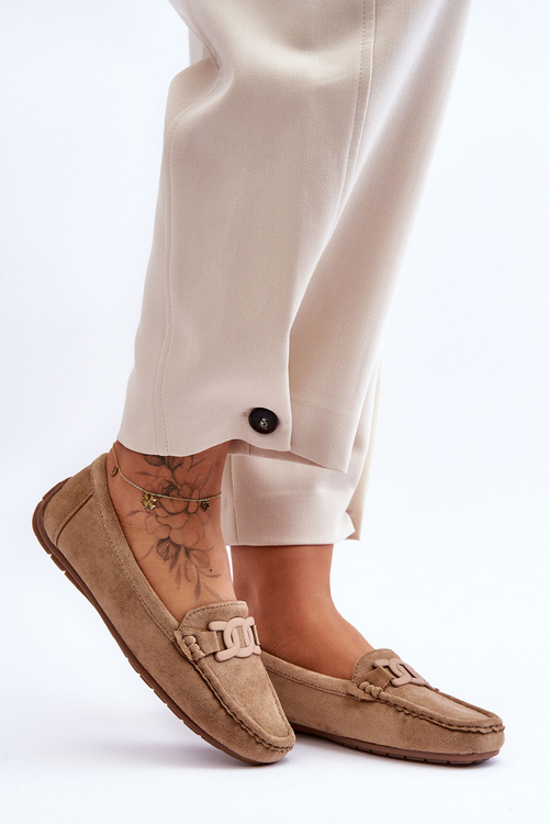 Жіночі модні замшеві мокасини коричневого кольору Rabell