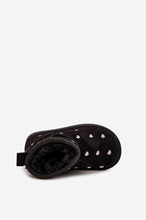 Дитячі зимові чоботи Уггі/ з серцями Чорні Gracina