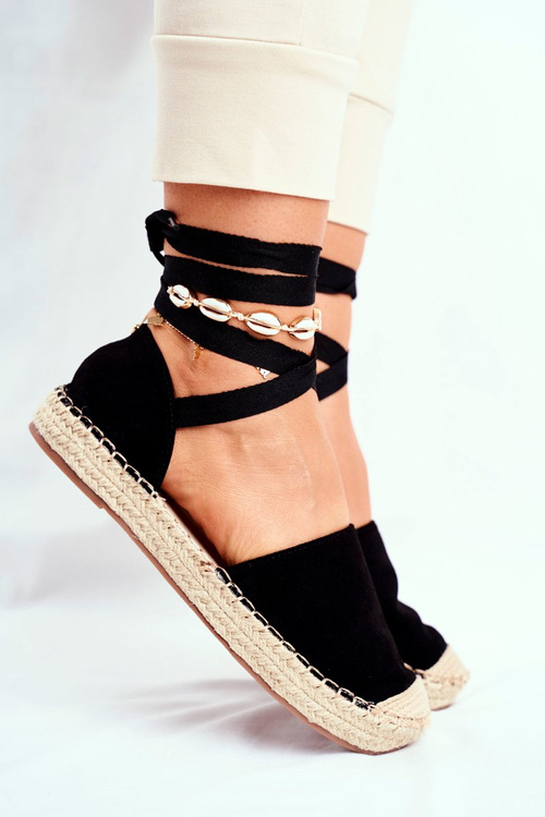 Жіночі еспадрільї на шнурівці чорного кольору Bonjour